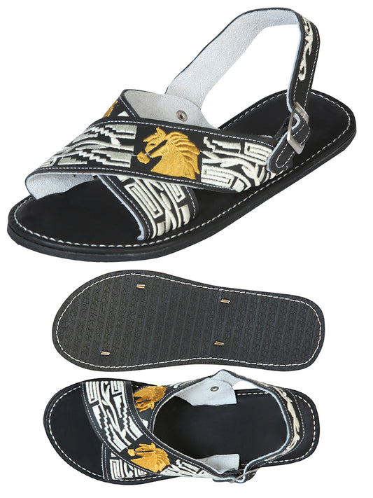 Mexican Artisanal Sandals 50% Leather, 50% Synthetic Black 603792