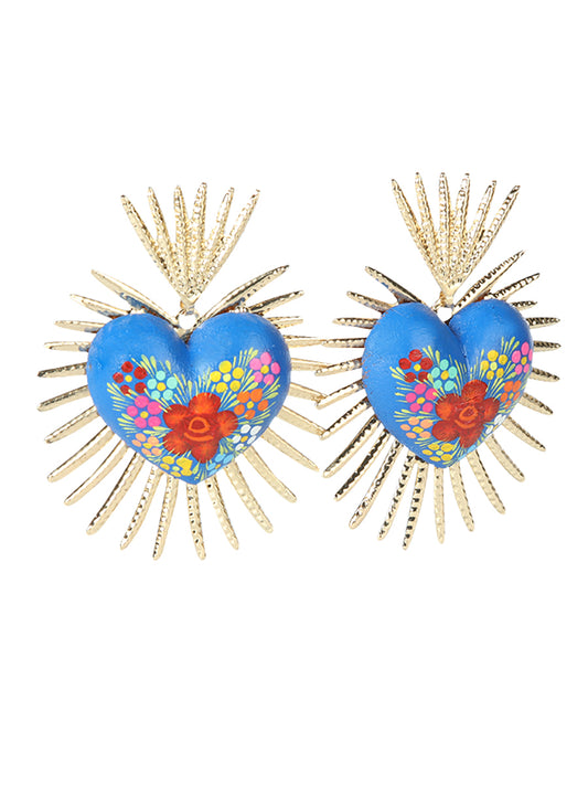 Artisanal Hand Painted Earrings Blue 603971