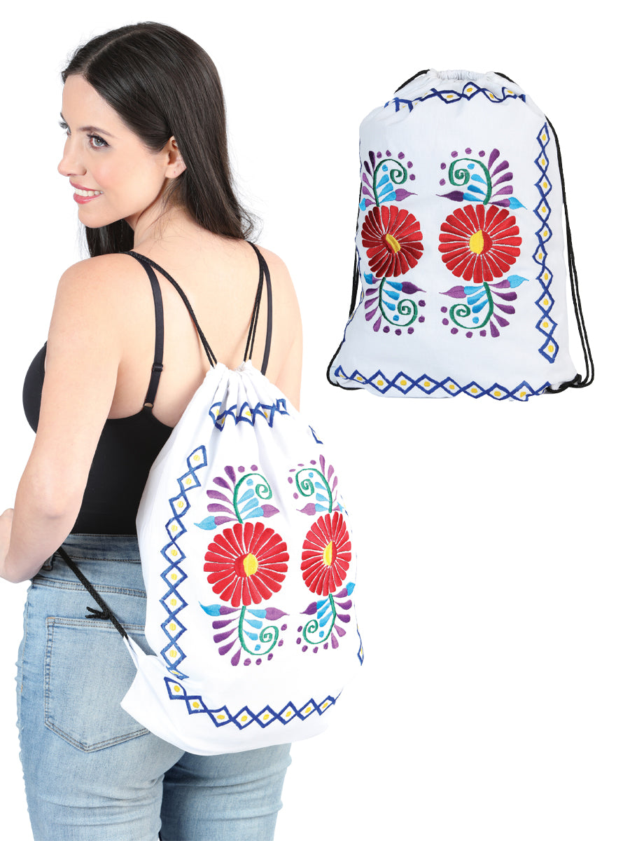 Artisanal Embroidered Bagpack 100% Cotton White 603995