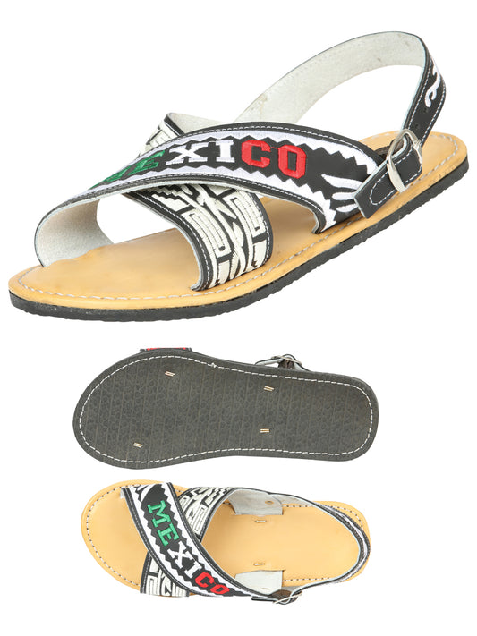 Mexican Artisanal Sandals 50% Leather, 50% Synthetic Black 604033